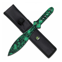 Z-Hunter Green Zombie Skull Camo Throwing Knife w/ Sheath (K-ZB-035GN)
