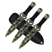 Z-Hunter Green Skull Camo Throwing Knife Set 3pcs (K-ZB-134-3GNS)