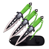 Z-Hunter Throwing Knives Set Green Cord Wrapped Handle 190mm (K-ZB-135-3)