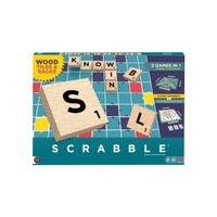 Mattel Games Scrabble Game Wooden Tiles & Racks Board Game
