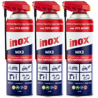 3 Pack Inox MX3 Multi-Purpose Lubricant Aerosol Spray 2-Way Nozzle 375g