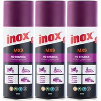 3 Pack Inox MX9 No Chukka Dry Chain Lubricant Aerosol Spray 300g