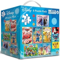 Disney 6 Puzzle Pack 3 Skill Levels Jigsaw Puzzle for Ages 3+