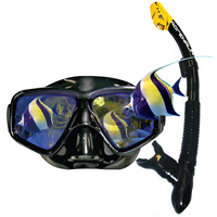 LAND & SEA BLACK MIRROR POLYCHROMATIC LENS MASK & SNORKEL SET - HIGH QUALITY