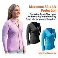 LAND & SEA LADIES FRONT ZIP LONG SLEEVE RASH VEST - UPF50+ PROTECTION