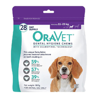 Oravet Dental Hygiene Chews for Medium Dogs 11-23kg Purple 14 Pack