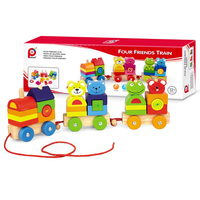 Four Friend Train Pull-Along Wooden Toy (PIN028128)