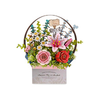 Robotime Rowood Wooden Bloom Flower Basket DIY 3D Puzzle (ROB123449)