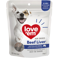 Love Em Air Dried Beef Liver Dog Training Treats 6 x 90g
