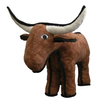 Tuffy Barnyard Series Bevo The Bull Plush Dog Toy Brown