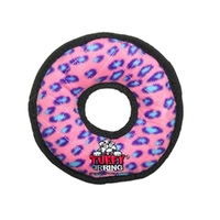Tuffy Jr Ring Interactive Play Plush Dog Squeaker Toy Pink Leopard