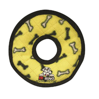 Tuffy Jr Ring Interactive Play Plush Dog Squeaker Toy Yellow Bone