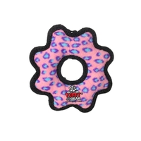 Tuffy Jr Gear Ring Interactive Play Pet Dog Squeaker Toy Pink Leopard