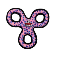 Tuffy Jr 3-Way Tug Interactive Play Dog Squeaker Toy Pink Leopard