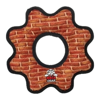 Tuffy Mega Gear Ring Interactive Play Dog Squeaker Toy Brick Print