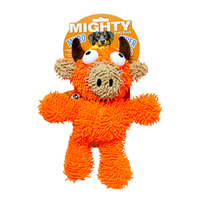 Tuffy Mighty Microfibre Ball Bull Plush Dog Squeaker Toy Orange Medium