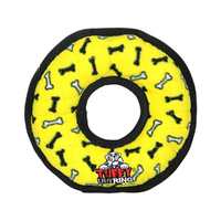 Tuffy Ultimate Ring Interactive Play Durable Dog Squeaker Toy Yellow Bones