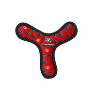 Tuffy Ultimate Boomerang Interactive Play Dog Squeaker Toy Red Paws