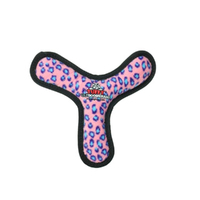 Tuffy Ultimate Boomerang Interactive Play Dog Squeaker Toy Pink Leopard