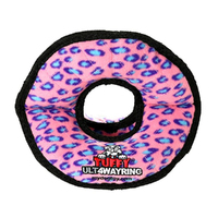 Tuffy Ultimate 4-Way Ring Interactive Play Dog Squeaker Toy Pink Leopard