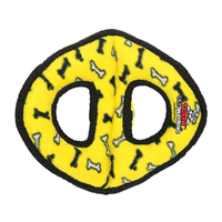 Tuffy Ultimate 3-Way Ring Interactive Play Dog Squeaker Toy Yellow Bones