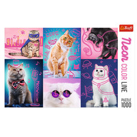 Neon Colour Line Cats Jigsaw Puzzles 1000 Pieces (TRE10581)