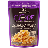 Wellness Core Simply Shreds Dog Food Topper Chicken Salmon & Pumpkin 12 x 79g