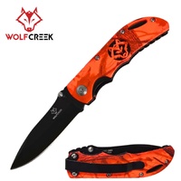 Wolf Creek Hi Vis Orange Camo Handle Pocket Knife 160mm (WC-3862)