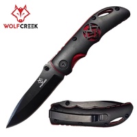 Wolf Creek Metallic Red Lined Handle Pocket Knife 170mm (WC-3863)
