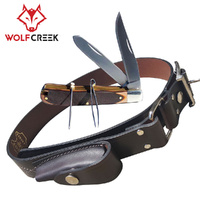 Wolf Creek Leather Stockmans Belt with Trapper Knife (WC-8973-SB32)