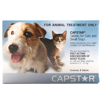 Novartis Capstar Oral Antiparasitic Small Pet Cats Dogs Flea 6 x 11.4mg 