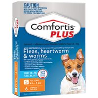 Comfortis Plus Fleas & Worms Treatment for Dogs 4.6-9kg Orange 6 Pack
