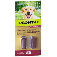 Drontal Chewable Allwormer for Dogs Large up to 35kg 2 Pack