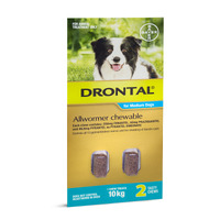 Drontal Chewable Allwormer for Dogs Medium 3-10kg 2 Pack
