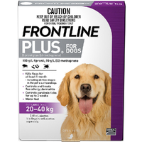 Frontline Plus Large Dog 20-40kg Purple Topical Tick & Flea Control 3 Pack