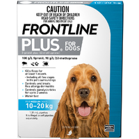 Frontline Plus Medium Dog 10-20kg Blue Topical Tick & Flea Control 3 Pack