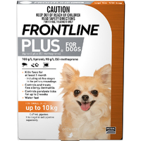 Frontline Plus Small Dog 0-10kg Orange Topical Tick & Flea Control 3 Pack