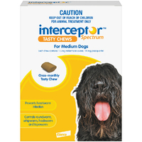 Interceptor Spectrum Tasty Chews Worm Control Medium Dog Yellow 3 Chews (C) 