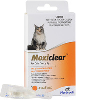 Moxiclear Fleas & Worms Treatment for Cats Over 4kg Orange 3 Pack