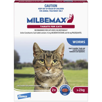 Milbemax Over 2kg Cat Broad Spectrum Allwormer Tablets 2 Pack