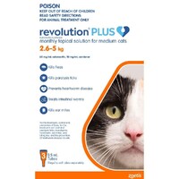 Revolution Plus Spot On Treatment for Medium Cats 2.5-5kg Orange 3 Pack