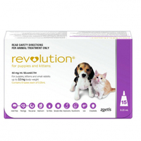 Revolution 0-2.5kg Puppy Kitten Parasite Worm Treatment Pink 15 Pack (W)