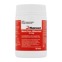 Ranvet Worm Free Dogs Allwormer Treatment Red 10kg 100 Tablets