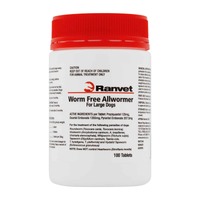 Ranvet Worm Free Large Dogs Allwormer Treatment White 25kg 100 Tablets