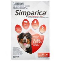 Simparica 40.1-60kg Extra Large Dog Tick & Flea Treatment 6 Pack 