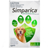 Simparica 20.1-40kg Large Dog Tick & Flea Chewable Treatment 3 Pack 