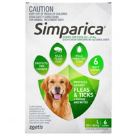 Simparica 20.1-40kg Large Dog Tick & Flea Chewable Treatment 6 Pack 