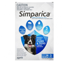 Simparica 10.1-20kg Medium Dog Tick & Flea Chewable Treatment 3 Pack 