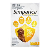 Simparica Fleas & Ticks Treatment for Puppies 1.3-2.5kg Yellow 3 Pack