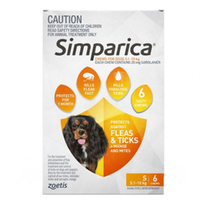 Simparica 5.1-10kg Small Dog Tick & Flea Chewable Treatment 6 Pack 